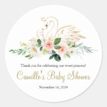 Swan Baby Shower Thank You Sticker
