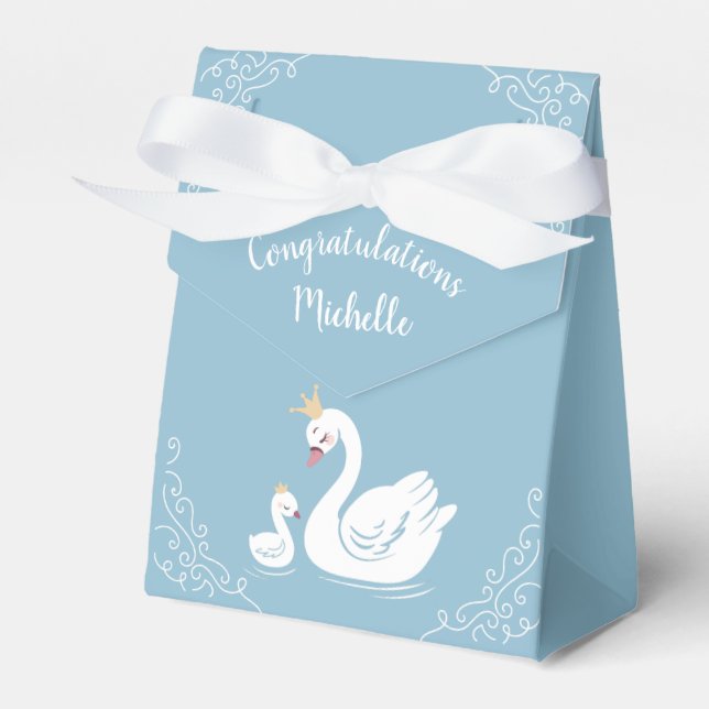 Swan Baby Shower Vintage Favour Box (Front Side)