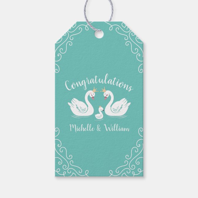 Swan Baby Shower Vintage Gift Tags (Front)