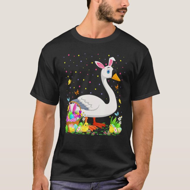 Swan Bird Easter Egg Hunt Bunny Swan Easter Sunday T-Shirt (Front)