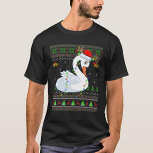 Swan Bird Lover Xmas Santa Swan Ugly Christmas T-Shirt