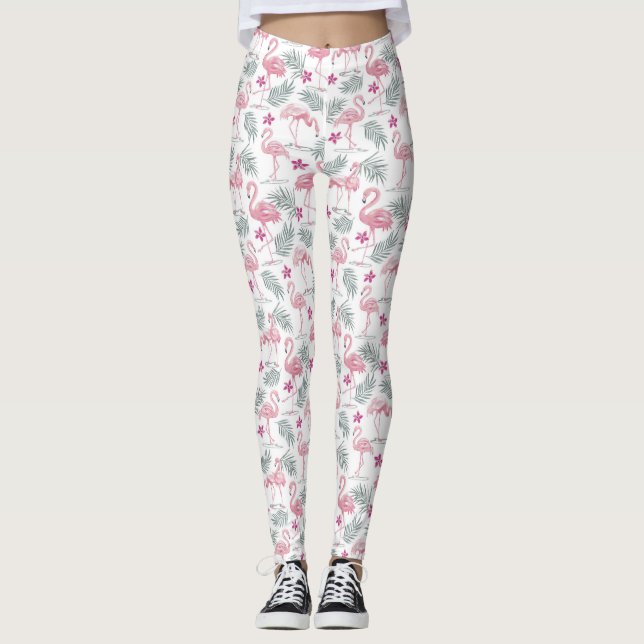 Swan Bird Repeated Pattern Leggings (Front)