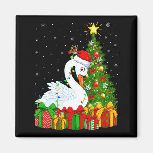 Swan Bird Xmas Holiday Santa Swan Christmas Tree  Magnet