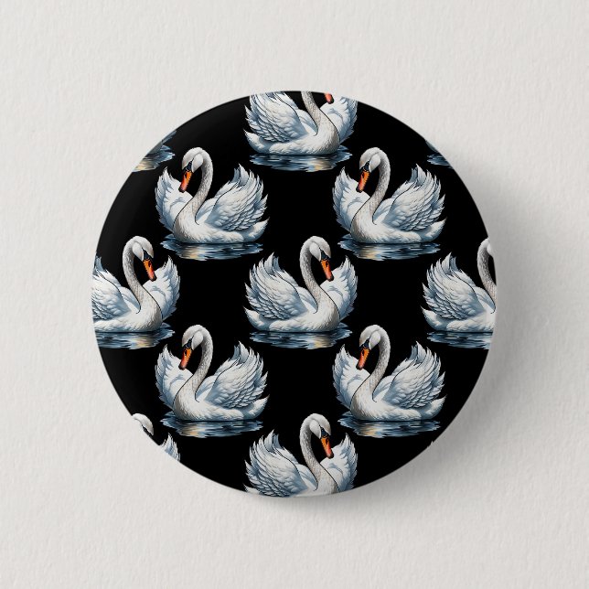 Swan Birds Pattern Design  6 Cm Round Badge (Front)