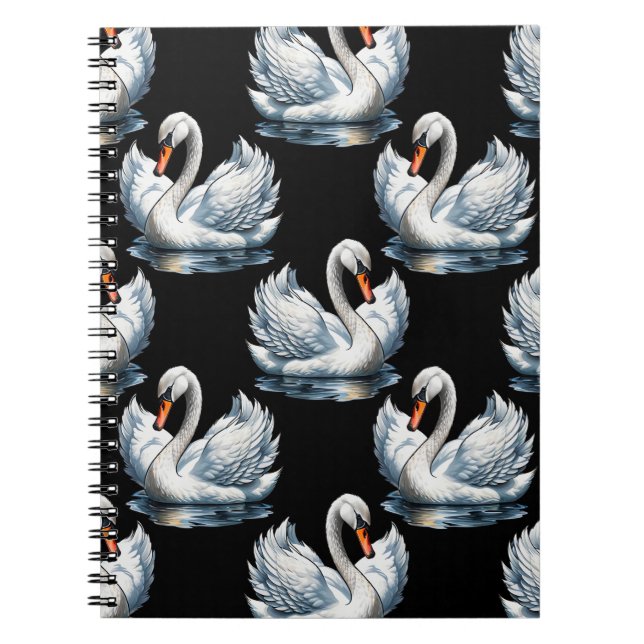 Swan Birds Pattern Design  Notebook (Front)