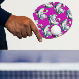Swan Birds Pattern Design On Purple Ping Pong Paddle