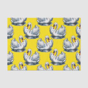 Swan Birds Pattern Design On Yellow  Tissue Paper