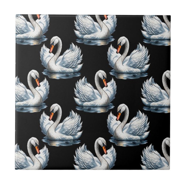 Swan Birds Pattern Design  Tile (Front)