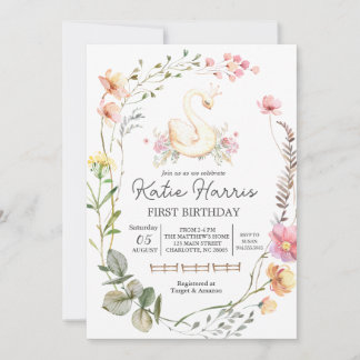 Swan Birthday Invitation