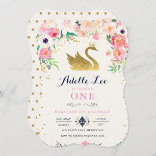 Swan Birthday Invitation