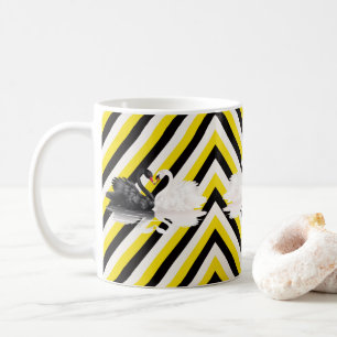 Swan Black Yellow White Stripe Mug