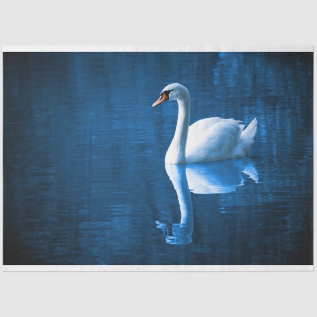 Swan Blue Lake Decoupage Tissue Paper (Front)