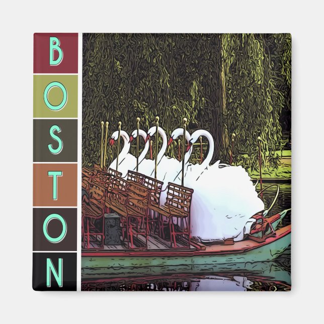 Swan Boats in Summer - Boston Magnet (Front)