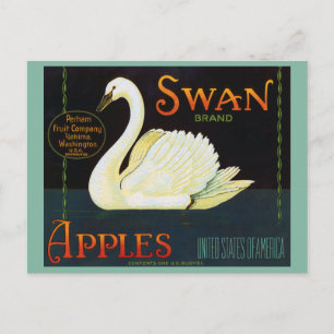 Swan Brand Apples Washington State Crate Label Postcard
