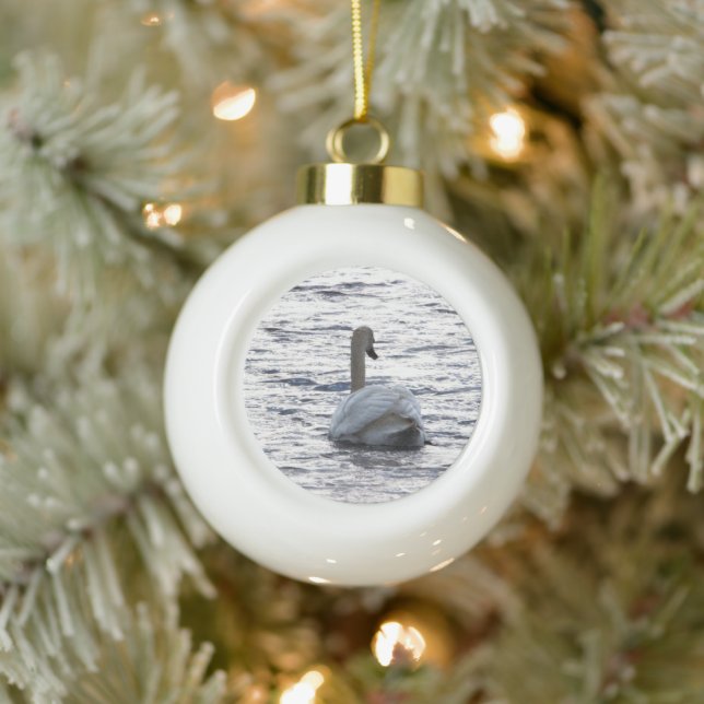 Swan Ceramic Ball Christmas Ornament (Tree)