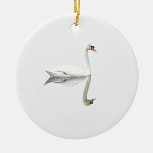 Swan Ceramic Tree Decoration (Front)