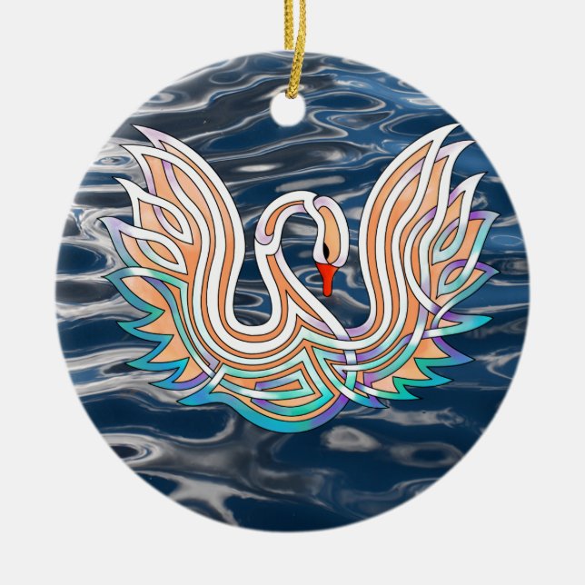 Swan Ceramic Tree Decoration (Front)