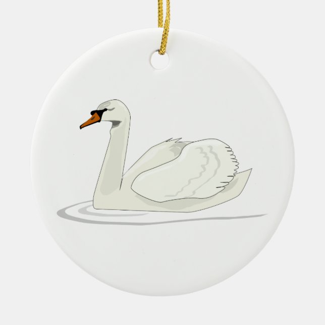 Swan Ceramic Tree Decoration (Front)