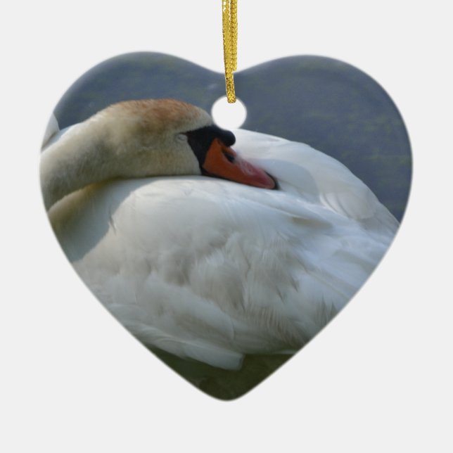 Swan Ceramic Tree Decoration (Front)