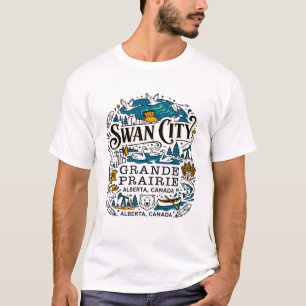 Swan City Grande Prairie Alberta Canada Illustrati T-Shirt
