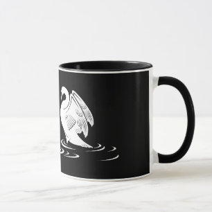 Swan Couple Black Mug
