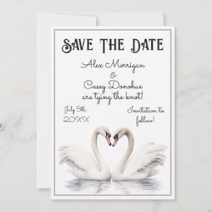 Swan Couple Save The Date Invitation