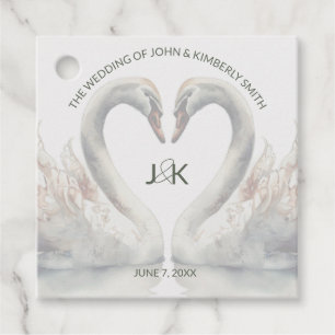 Swan Custom Wedding Favour Tags