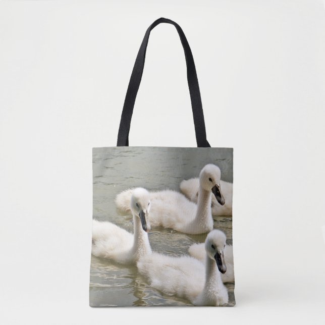 Swan Cygnets Swimming Tote Bag (Front)