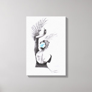 Swan dancing woman ballet Surreal drawing art Canvas Print