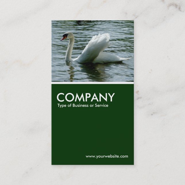 Swan - Dark Green Business Card (Front)