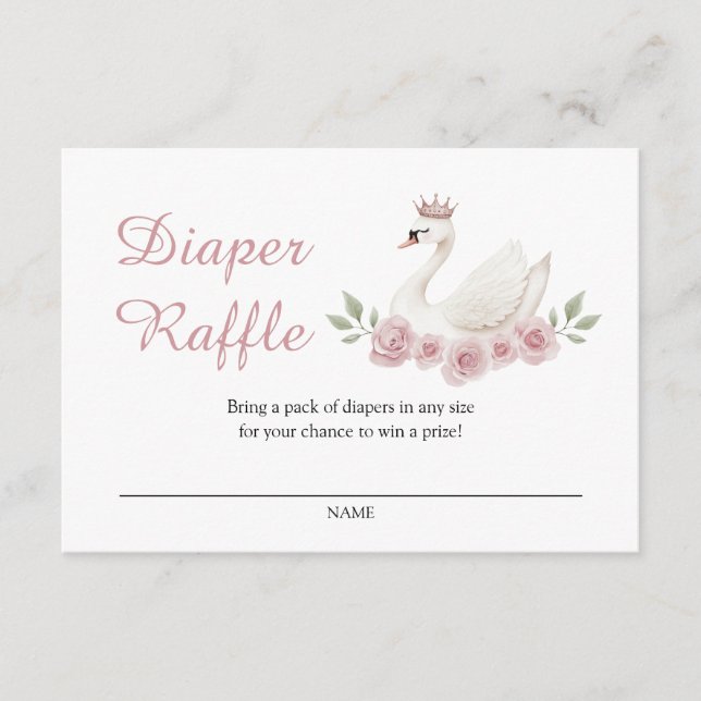 Swan Diaper Raffle Enclosure Card (Front)