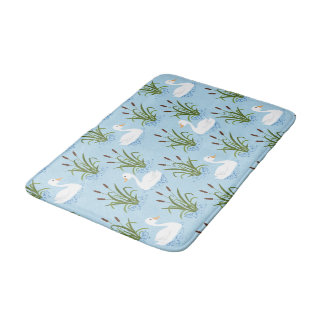 Swan Duck Pond Pattern Bath Mat