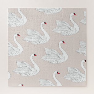 Swan Elegance: Ornamental White Pattern. Jigsaw Puzzle