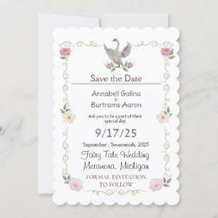 swan fairy tale wedding invitation