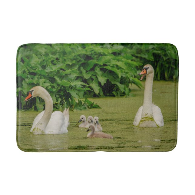 Swan Family Bath Mat (Front)