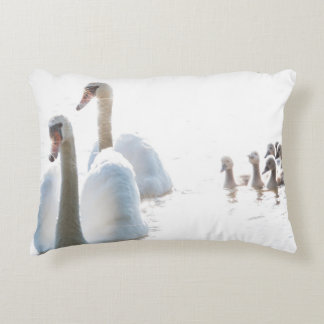 Swan Family Nature Photography Decorative Cushion