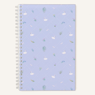 Swan Floral Blue Notebook