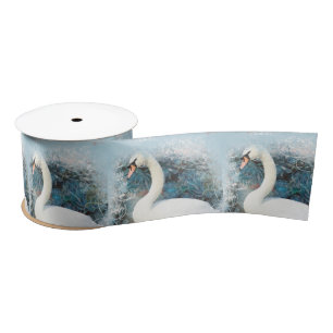 Swan floral swirl satin ribbon