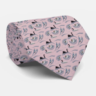 Swan Frenzy Tie Double Sided Print (Dusty Pink)