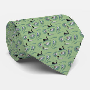 Swan Frenzy Tie Double Sided Print (Pale Green)