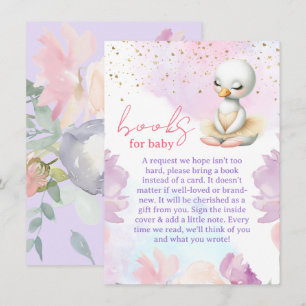 Swan Girl Baby Shower Book Request Enclosure Card