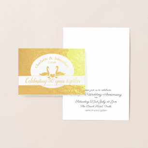 Swan golden 50th anniversary invitation card