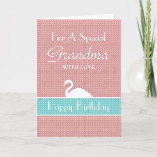 Swan Happy Birthday Card - Pink