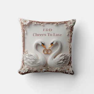 🕊️ Swan Heart Floral Frame Wedding Collection 🕊️ Cushion