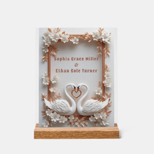 💍 Swan Heart Wedding Decor With Floral Frame 💍