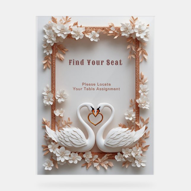 💍 Swan Heart Wedding Decor With Floral Frame 💍 (Front)