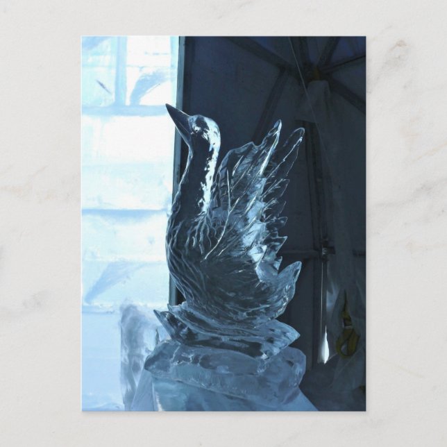 Swan Ice Sculpture, Quebec, Canada Postcard (Front)