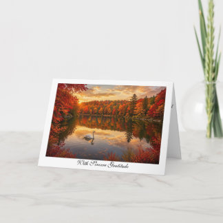 Swan in Autumn Foliage Card