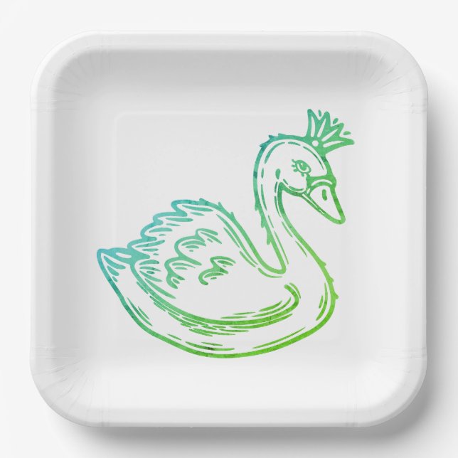 Swan in crown paper plate (Front)
