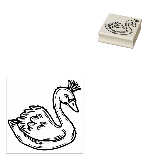 Swan in crown rubber stamp (Stamped)